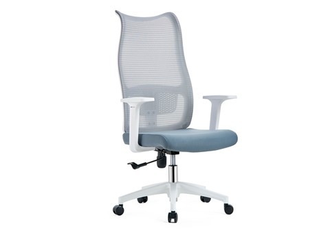 YDB157白尼龙脚蓝色高背职员椅